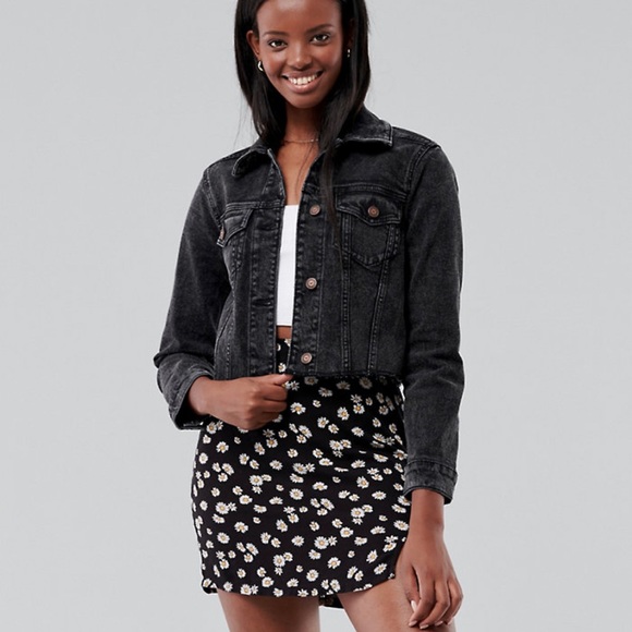 Hollister Stretch Crop Denim Jacket M 